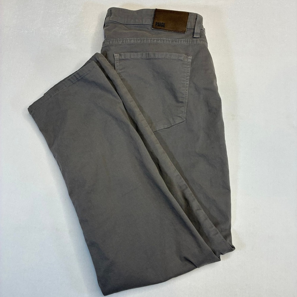PAIGE Federal Mens Gray‎ Chinos Pants Size 36x29 Cotton Poly Blend